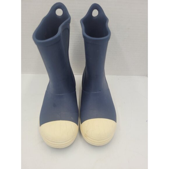 Crocs Navy Blue Bump It Boots Jr Size 1 Pull On Waterproof Rainboot - Picture 4 of 12